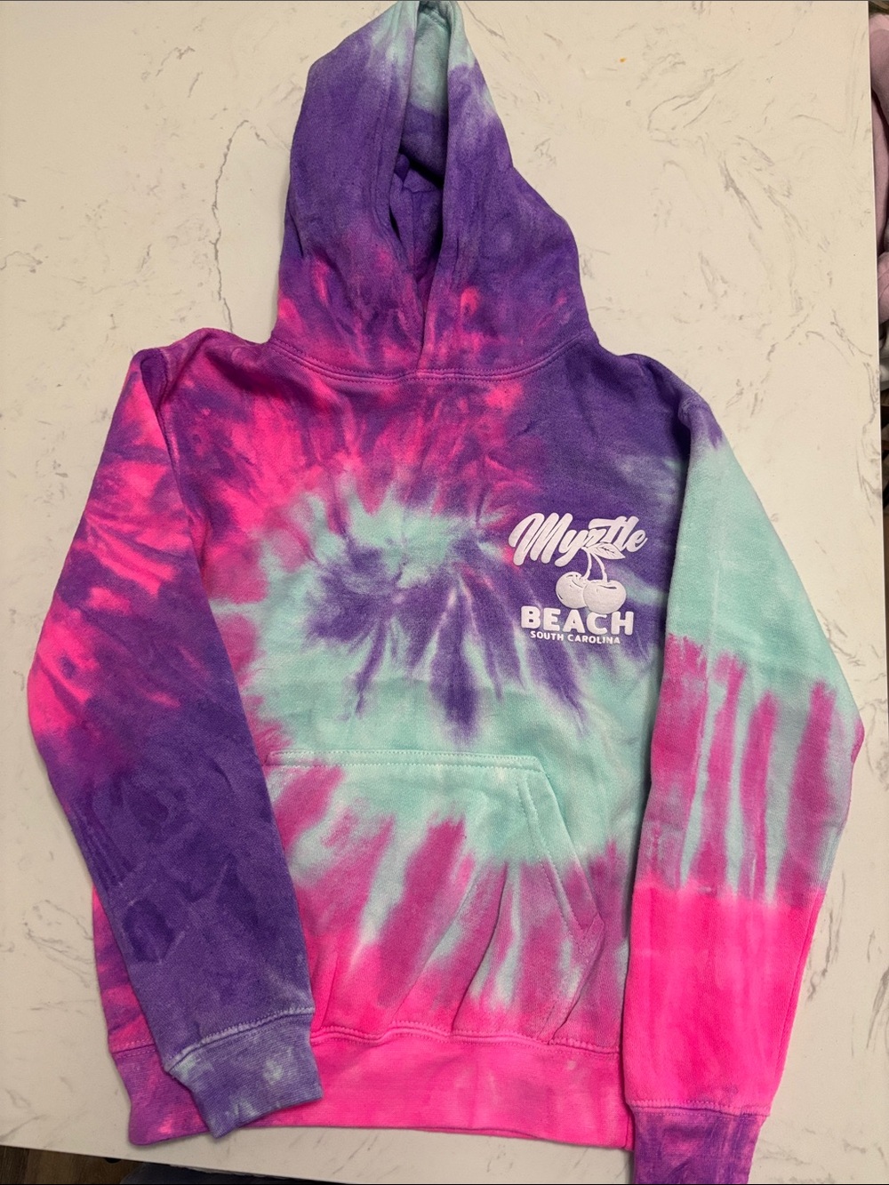Tie-Dye Kids Hoodie - Pink, Purple & Teal
